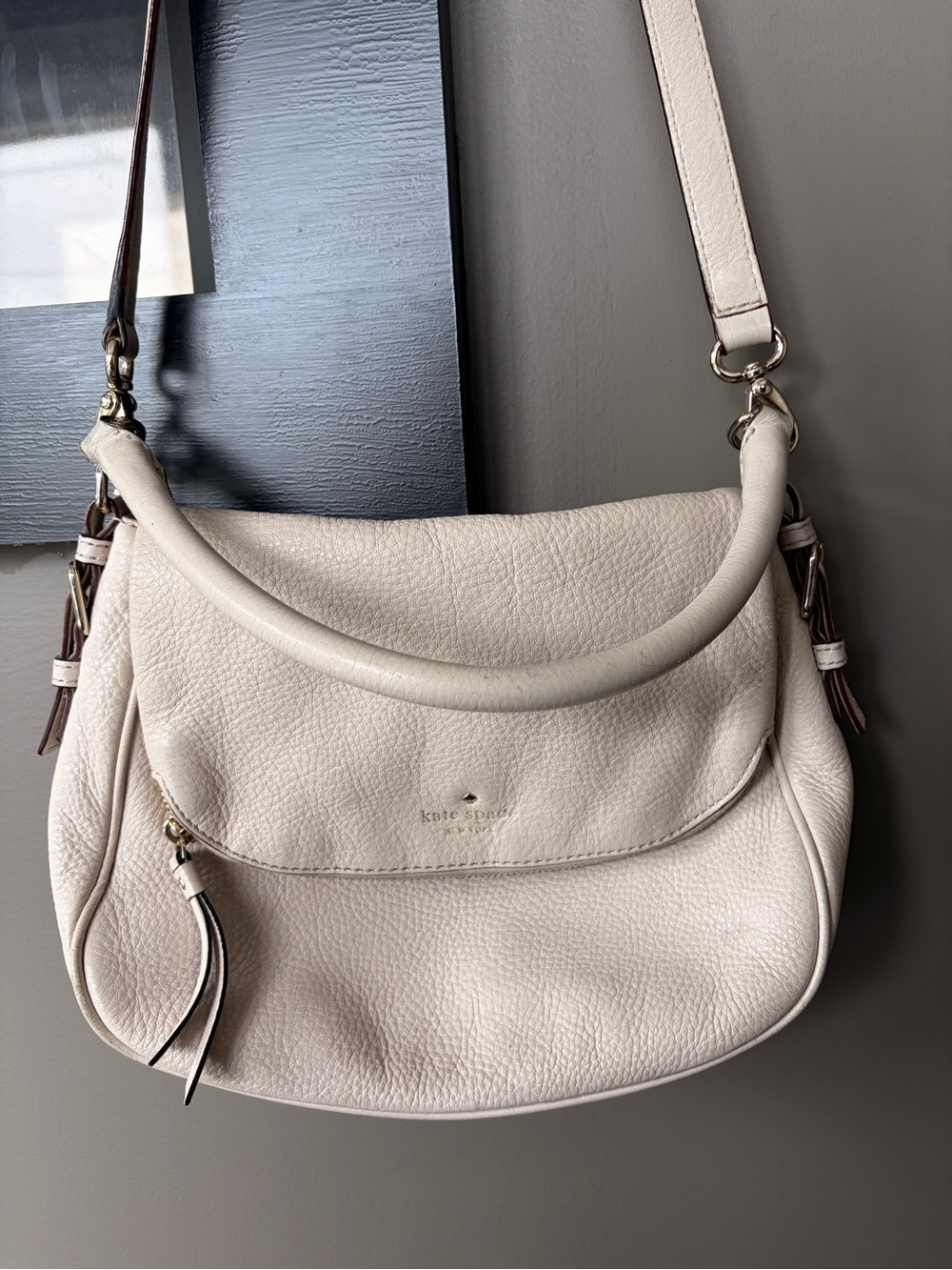 kate spade Cream Pebbled Leather Hobo Shoulder Bag